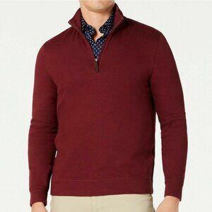 Tasso Elba Men's Birdseye 1/4 Zip Pullover Sweater, Port Wine Red, Small